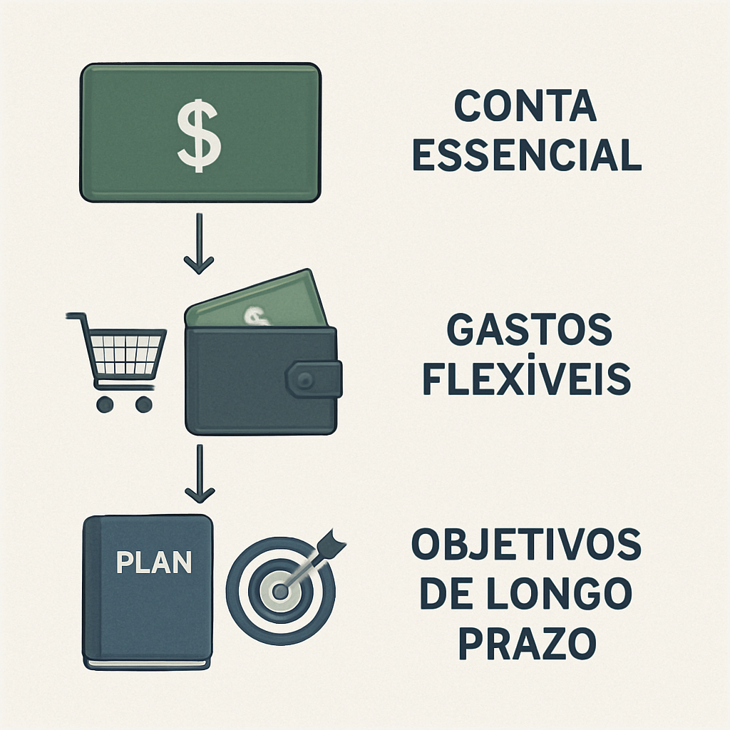 Quando o dinheiro é organizado por tipo de decisão, ele deixa de competir consigo mesmo. Isso reduz conflito interno e melhora a constância.